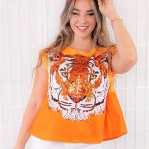 Queen of Sparkles orange Tiger shirt